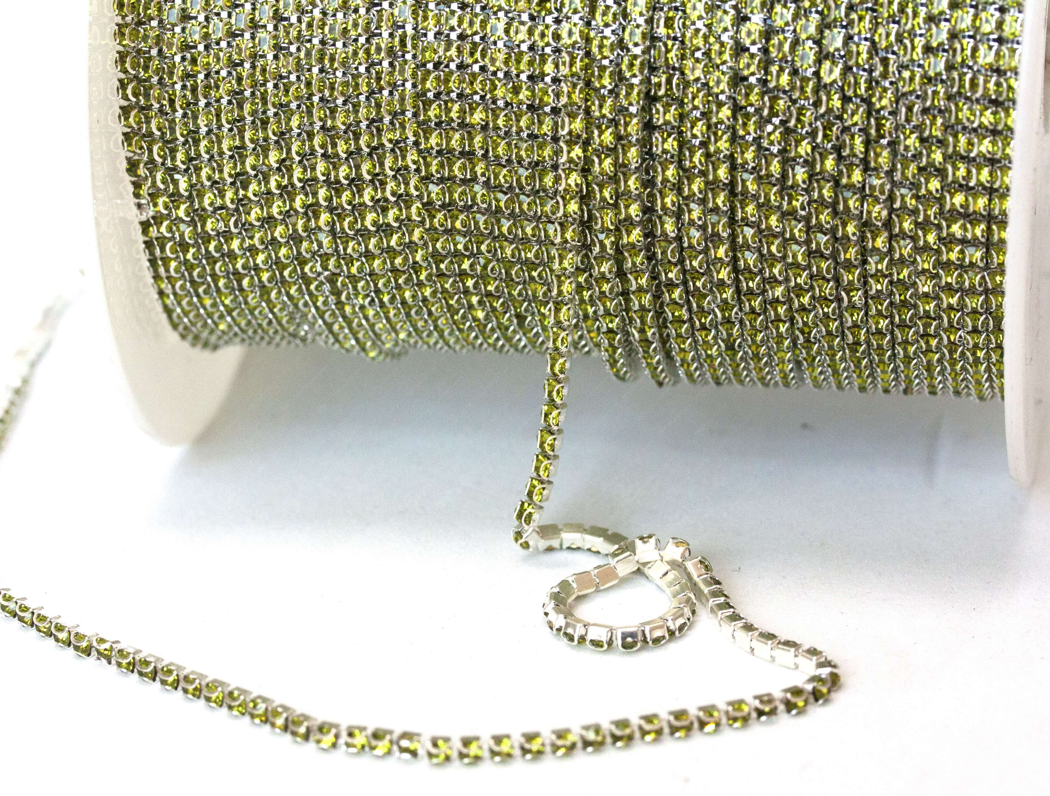 Ланцюжок стразовий Silver + Olive